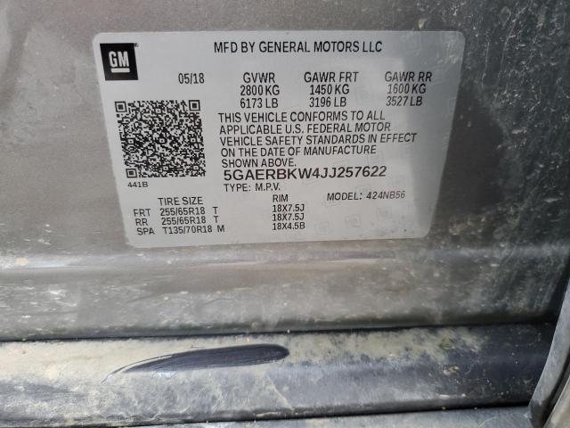 5GAERBKW4JJ257622 - 2018 BUICK ENCLAVE ESSENCE 灰色 照片 13