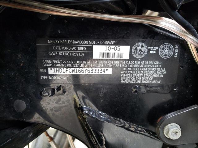 1HD1FCW166Y639934 - 2006 HARLEY-DAVIDSON FLHTCUI შავი ფოტო 10