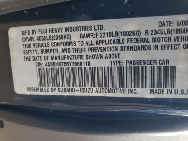 4S3BH6756Y7669110 - 2000 SUBARU LEGACY OUTBACK AWP 蓝色 照片 13