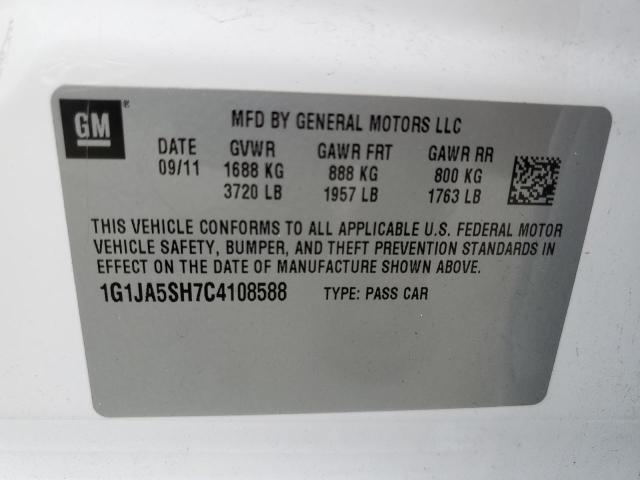 1G1JA5SH7C4108588 - 2012 CHEVROLET SONIC LS 白色 照片 12