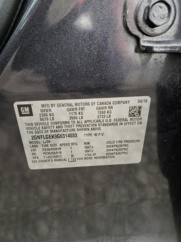 2GNFLGEK9G6314033 - 2016 CHEVROLET EQUINOX LTZ BLACK photo 14