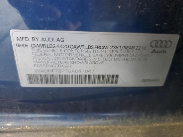 WAUHF78P16A047047 - 2006 AUDI A3 2 ლურჯი ფოტო 12