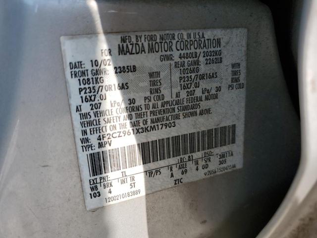 4F2CZ961X3KM17903 - 2003 MAZDA TRIBUTE ES 银色 照片 12