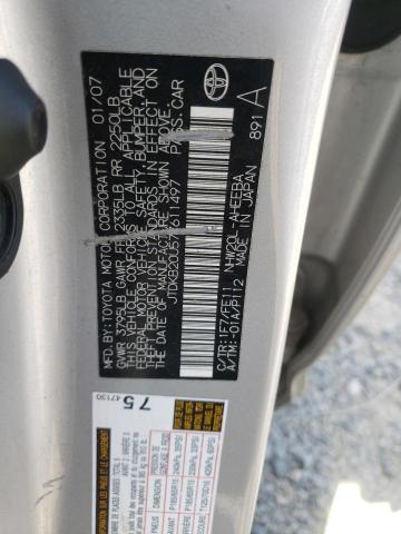 JTDKB20U577611497 - 2007 TOYOTA PRIUS SILVER photo 12