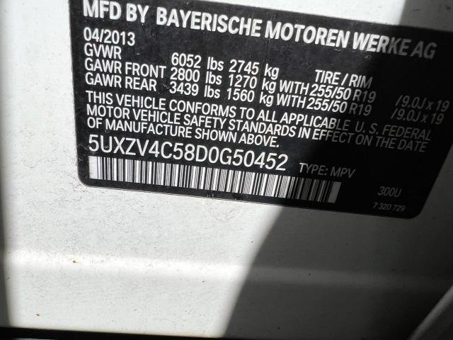 5UXZV4C58D0G50452 - 2013 BMW X5 XDRIVE35I WHITE photo 10