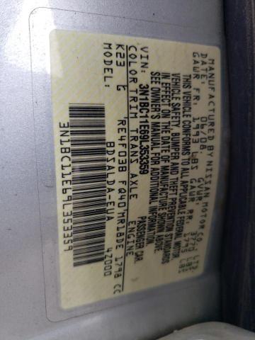 3N1BC11E69L353359 - 2009 NISSAN VERSA S SILVER photo 13