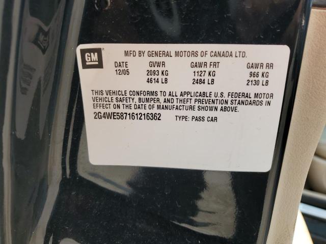 2G4WE587161216362 - 2006 BUICK LACROSSE CXS BLACK photo 12