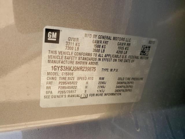 1GYS3HKJ9HR239875 - 2017 CADILLAC ESCALADE ESV LUXURY 灰色 照片 12