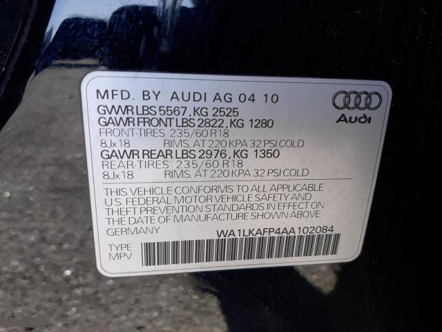 WA1LKAFP4AA102084 - 2010 AUDI Q5 PREMIUM PLUS BLACK photo 12