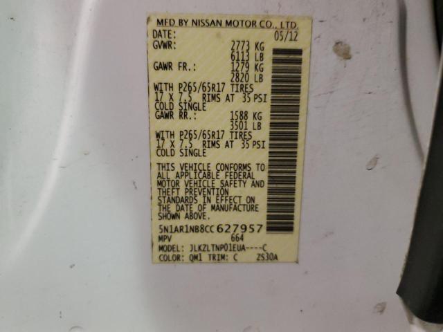 5N1AR1NB8CC627957 - 2012 NISSAN PATHFINDER S WHITE photo 13