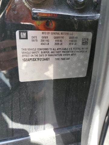 1G6AP5SX7F0134491 - 2015 CADILLAC CTS BLACK photo 12