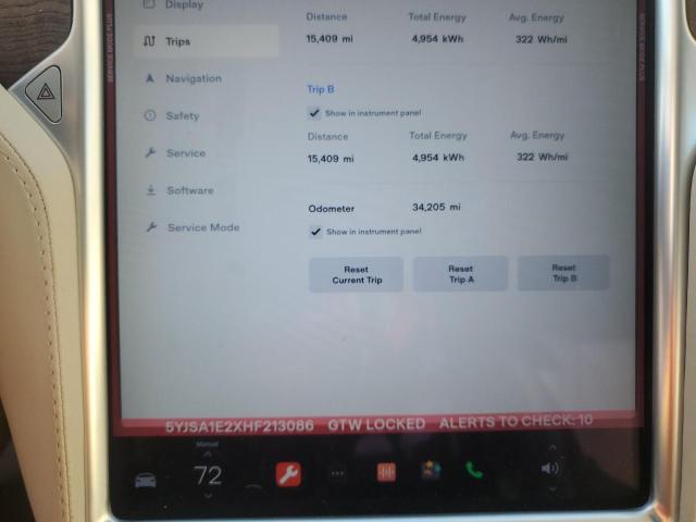 5YJSA1E2XHF213086 - 2017 TESLA MODEL S SILVER photo 9