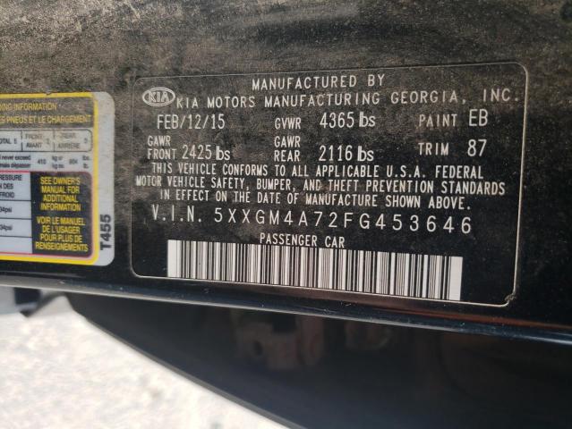 5XXGM4A72FG453646 - 2015 KIA OPTIMA LX BLACK photo 12