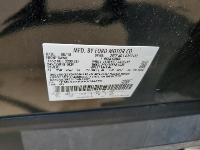 1FM5K8AR0JGC94659 - 2018 FORD EXPLORER POLICE INTERCEPTOR BLACK photo 12