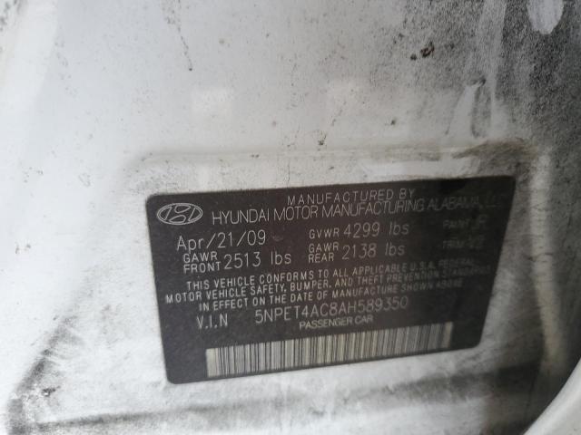 5NPET4AC8AH589350 - 2010 HYUNDAI SONATA GLS WHITE photo 12