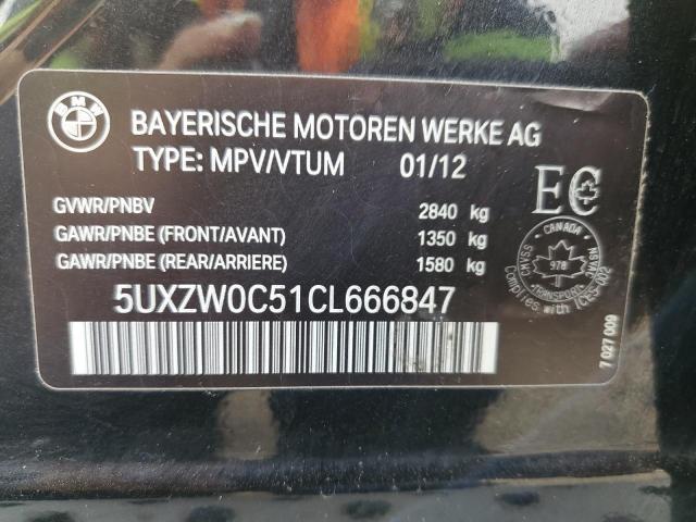 5UXZW0C51CL666847 - 2012 BMW X5 XDRIVE35D BLACK photo 13
