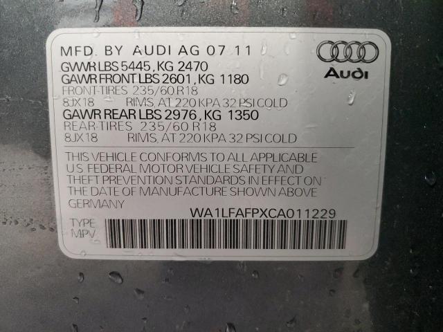 WA1LFAFPXCA011229 - 2012 AUDI Q5 PREMIUM PLUS GRAY photo 13