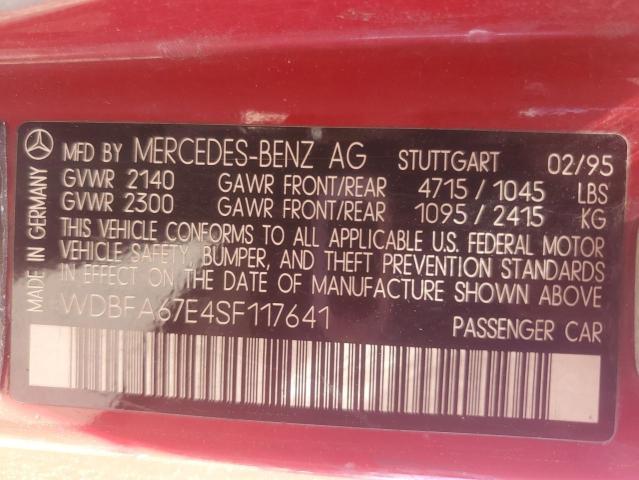 WDBFA67E4SF117641 - 1995 MERCEDES-BENZ SL 500 RED photo 12