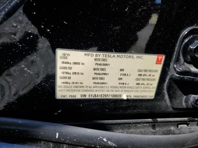 5YJSA1E25FF108839 - 2015 TESLA MODEL S შავი ფოტო 13