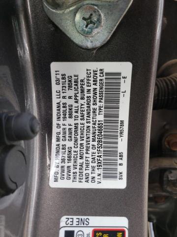 19XFA1F52BE046651 - 2011 HONDA CIVIC LX GRAY photo 12