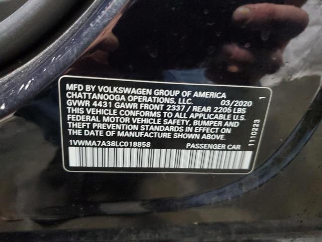 1VWMA7A38LC018858 - 2020 VOLKSWAGEN PASSAT R-LINE Schwarz Foto 12