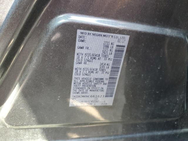 5N1DR2MN9HC661623 - 2017 NISSAN PATHFINDER S GRAY photo 13