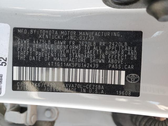 4T1G11AK5PU142439 - 2023 TOYOTA CAMRY SE NIGHT SHADE WHITE photo 12