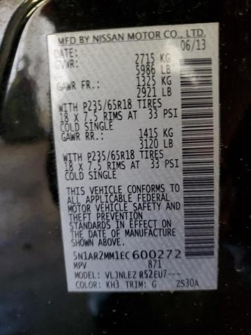 5N1AR2MM1EC600272 - 2014 NISSAN PATHFINDER S BLACK photo 13