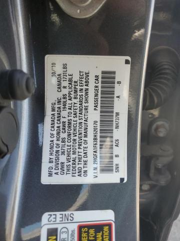 2HGFA1F63BH520170 - 2011 HONDA CIVIC LX-S Gri fotoğraf 12
