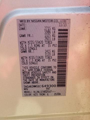 5N1AR2MM5EC649300 - 2014 NISSAN PATHFINDER S SILVER photo 14