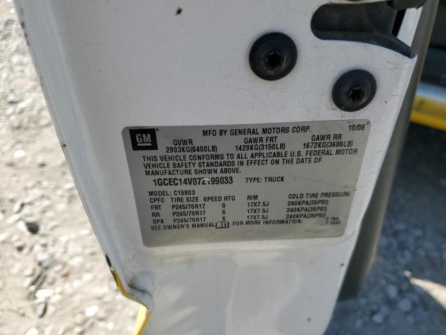 1GCEC14V07Z199033 - 2007 CHEVROLET SILVERADO C1500 CLASSIC WHITE photo 12