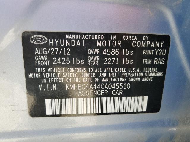 KMHEC4A44CA045510 - 2012 HYUNDAI SONATA HYBRID BLUE photo 12