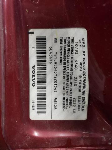 YV1LW5545T2201545 - 1996 VOLVO 850 BASE RED photo 12