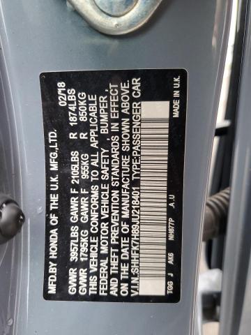 SHHFK7H89JU218401 - 2018 HONDA CIVIC EXL Mavi foto 12