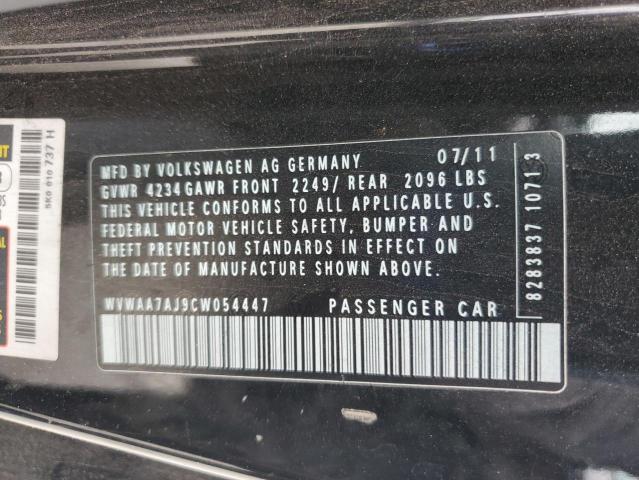 WVWAA7AJ9CW054447 - 2012 VOLKSWAGEN GOLF BLACK photo 12