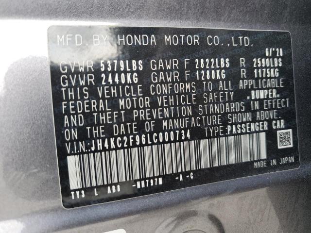 JH4KC2F96LC000734 - 2020 ACURA RLX SPORT HYBRID ADVANCE GRAY photo 12