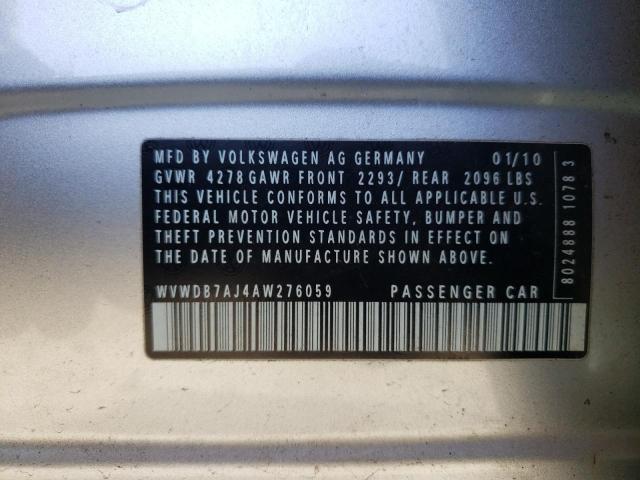 WVWDB7AJ4AW276059 - 2010 VOLKSWAGEN GOLF SILVER photo 12