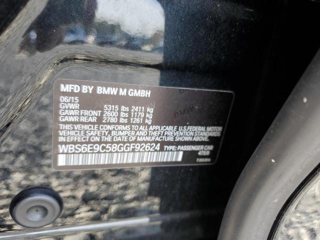 WBS6E9C58GGF92624 - 2016 BMW M6 GRAN COUPE BLACK photo 12