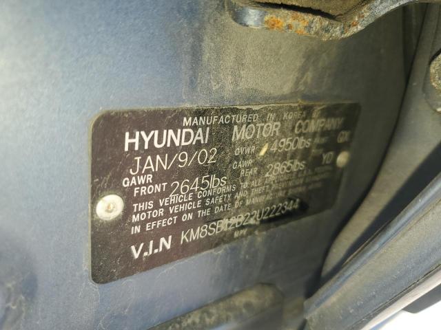 KM8SB12B22U222344 - 2002 HYUNDAI SANTA FE GL BLUE photo 13