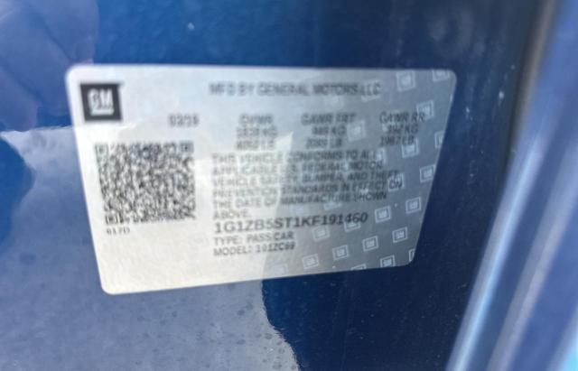 1G1ZB5ST1KF191460 - 2019 CHEVROLET MALIBU LS Көк фото 10