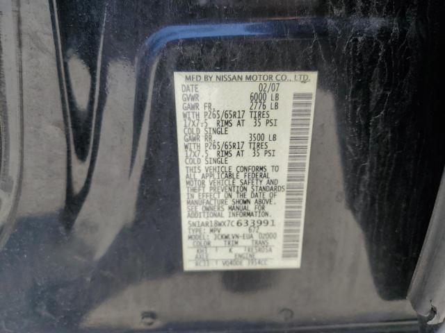 5N1AR18WX7C633991 - 2007 NISSAN PATHFINDER LE შავი ფოტო 13