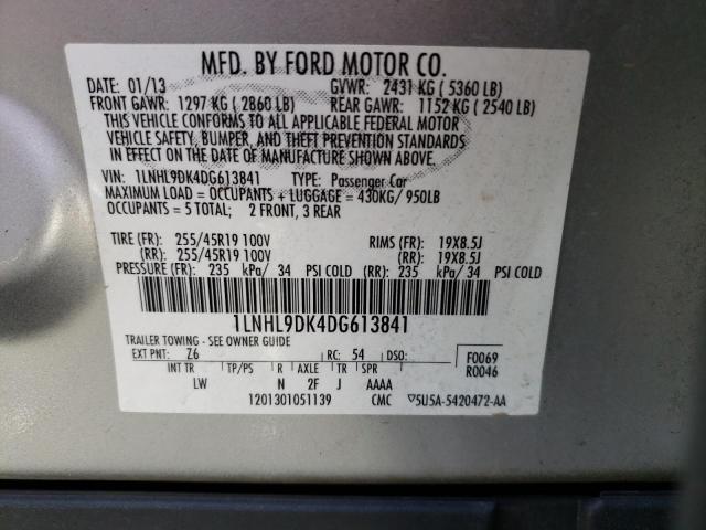 1LNHL9DK4DG613841 - 2013 LINCOLN MKS SILVER photo 12