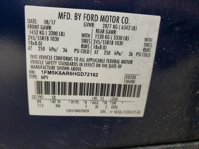 1FM5K8AR6HGD72162 - 2017 FORD EXPLORER POLICE INTERCEPTOR BLUE photo 14