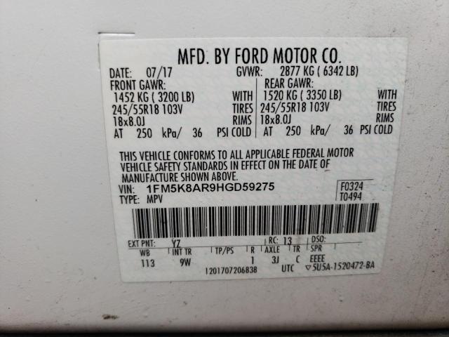 1FM5K8AR9HGD59275 - 2017 FORD EXPLORER POLICE INTERCEPTOR Ağ foto 13