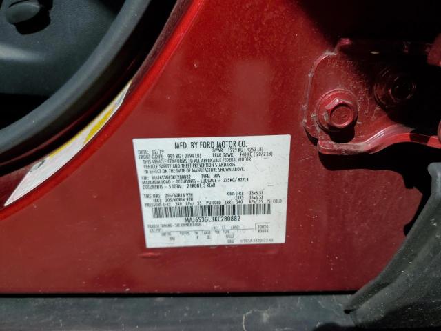 MAJ6S3GL3KC280882 - 2019 FORD ECOSPORT SE წითელი ფოტო 13