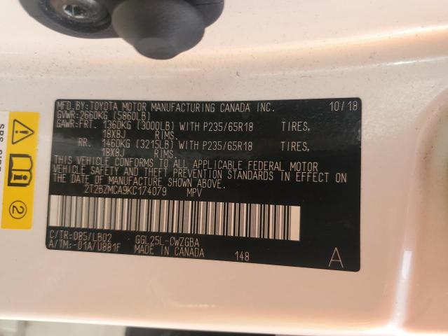 2T2BZMCA9KC174079 - 2019 LEXUS RX 350 BASE Білий фото 13