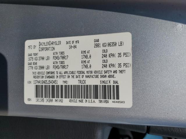 1D7HA16N65J543451 - 2005 DODGE RAM ST SILVER photo 12