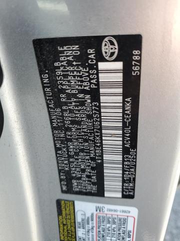 4T1BE46KX7U625773 - 2007 TOYOTA CAMRY CE SILVER photo 12