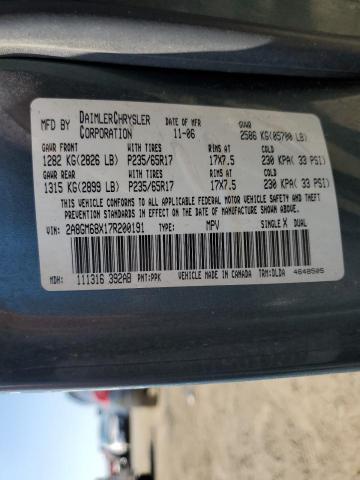 2A8GM68X17R200191 - 2007 CHRYSLER PACIFICA TOURING GRAY photo 12