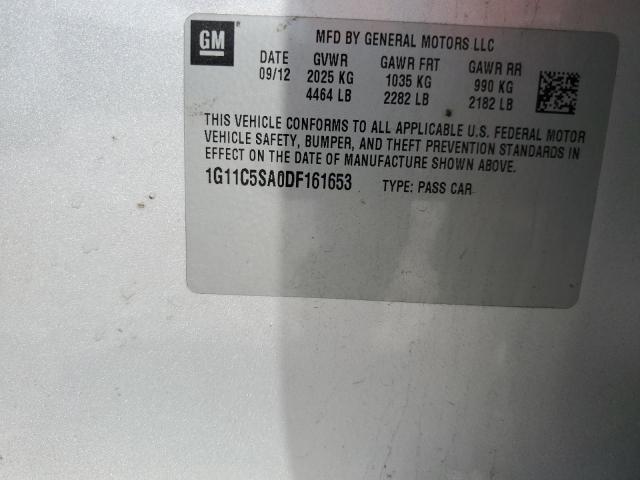 1G11C5SA0DF161653 - 2013 CHEVROLET MALIBU 1LT ნაცრისფერი ფოტო 12